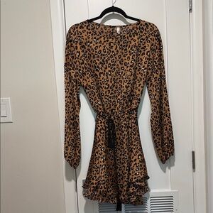 Glam Animal Print Long Sleeve Dress
